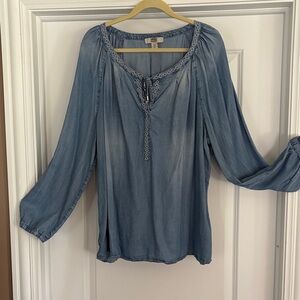 Vintage America Blue Blouse with stitch Detail